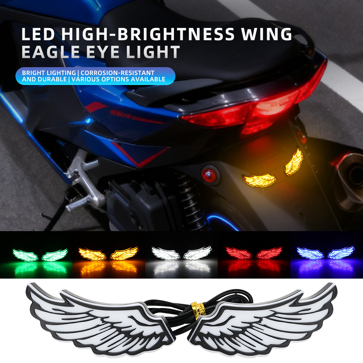Sos Light Strobe - 1Pair Motorcycle Angel Wings LED Rear